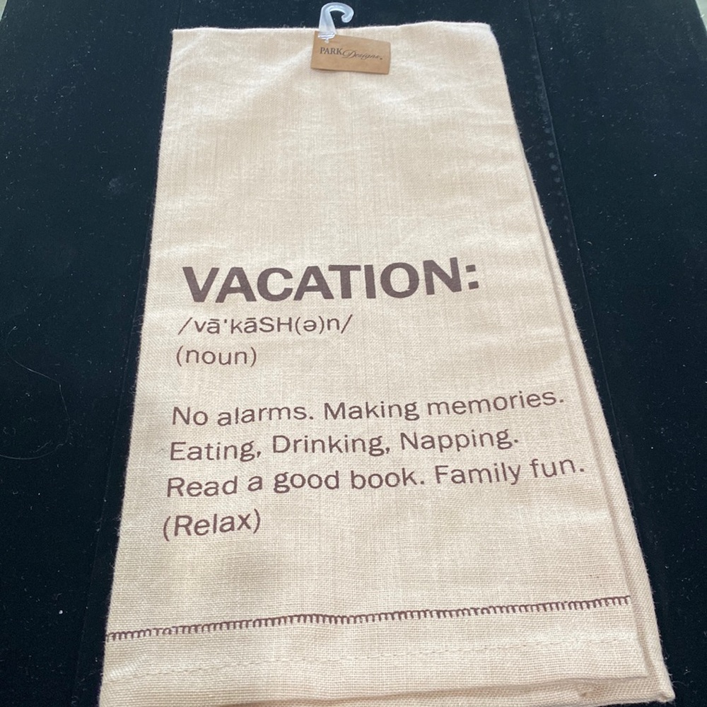 Park Design kitchen towel, definition vacation: